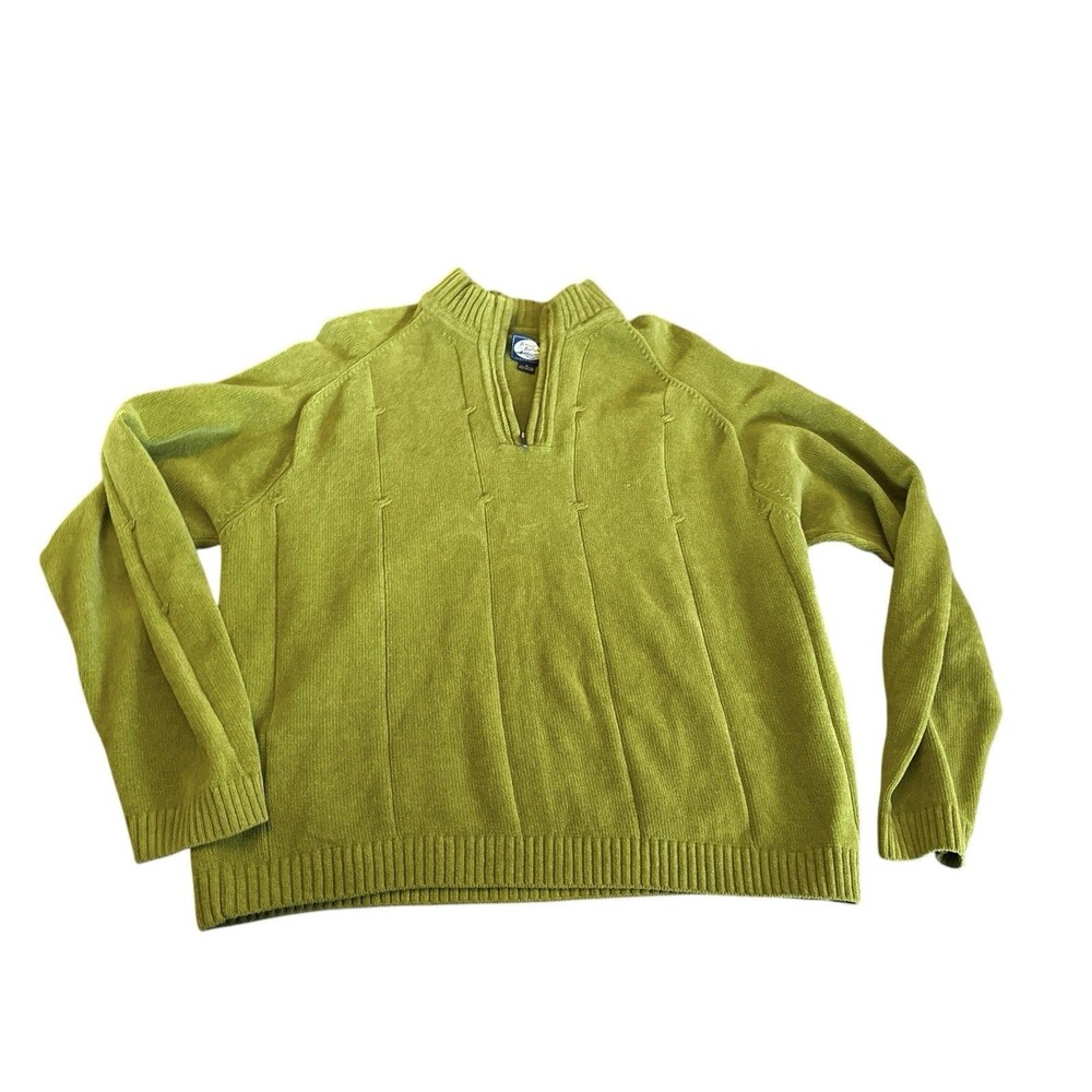 TOMMY BAHAMA Island Soft Ribbed Quarter Zip Sweater  Men's Medium‎ Green